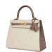 H Special Order (HSS) Kelly Sellier 25 Beton and Gris Asphalte Ostrich Gold Hardware