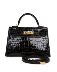 H Kelly Sellier 20 Black Shiny Alligator Gold Hardware