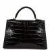 H Kelly Sellier 20 Black Shiny Alligator Gold Hardware