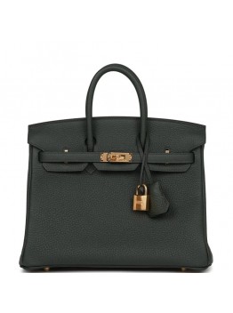 H Birkin 25 Vert Fonce Togo Gold Hardware
