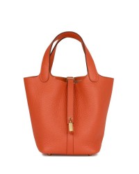 H Picotin Lock 18 Orange Clemence Gold Hardware