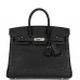 H Birkin 25 Black Ostrich Palladium Hardware