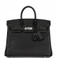 H Birkin 25 Black Ostrich Palladium Hardware