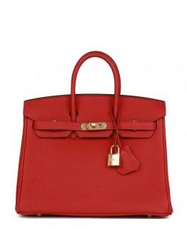 H Birkin 25 Rouge Vif Togo Gold Hardware
