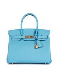 H Birkin 30 Celeste Epsom Gold Hardware