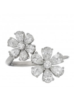 Platinum Diamond Forget-Me-Not Flower Twin Ring 53 6.25