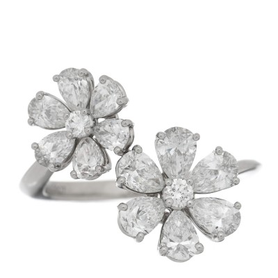 Platinum Diamond Forget-Me-Not Flower Twin Ring 53 6.25
