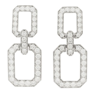 Platinum Diamond Medium Links Earrings
