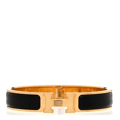 Enamel Narrow Clic Clac H Bracelet GM Black