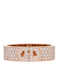 18K Rose Gold Diamond PM H D'Ancre Pave Ring 53 6.25