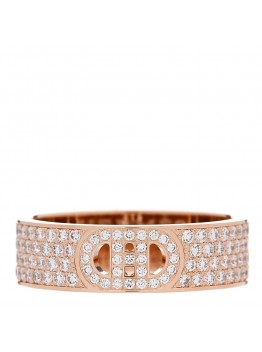 18K Rose Gold Diamond PM H D'Ancre Pave Ring 53 6.25