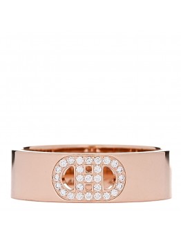 18K Rose Gold Diamond PM H D'Ancre Ring 50 5.25