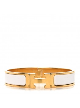 Enamel Narrow Clic Clac H Bracelet PM White