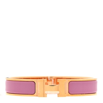Enamel Narrow Clic Clac H Bracelet GM Rose Delirium