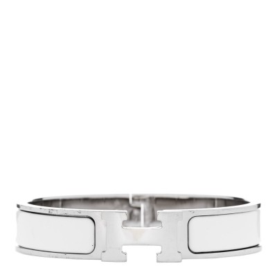 Enamel Narrow Clic Clac H Bracelet PM White