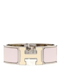 Enamel Wide Clic Clac H Bracelet PM Rose Nymph White