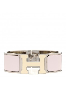 Enamel Wide Clic Clac H Bracelet PM Rose Nymph White
