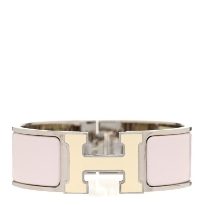 Enamel Wide Clic Clac H Bracelet PM Rose Nymph White