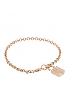 18K Rose Gold Diamond Amulettes Cadenas Bracelet SH