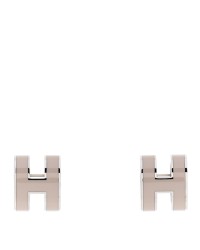 Palladium Lacquered Pop H Earrings Marron Glace