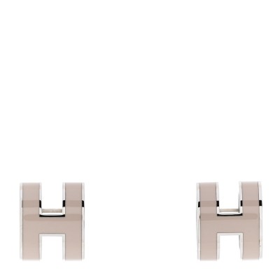 Palladium Lacquered Pop H Earrings Marron Glace