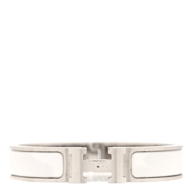 Enamel Narrow Clic Clac H Bracelet PM White