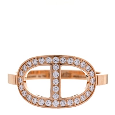 18K Rose Gold Diamond MM Chaine d'Ancre Contour Ring 51 5.75