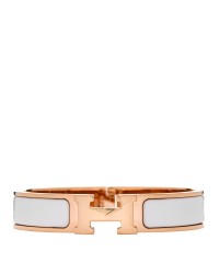 Enamel Narrow Clic Clac H Bracelet GM White