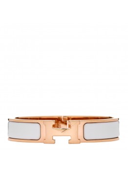 Enamel Narrow Clic Clac H Bracelet GM White