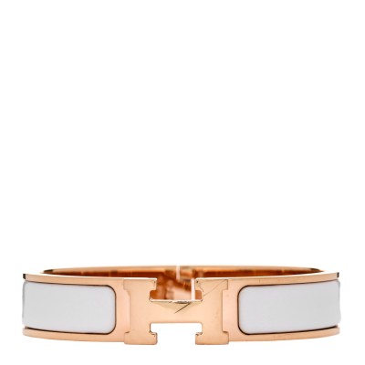 Enamel Narrow Clic Clac H Bracelet GM White