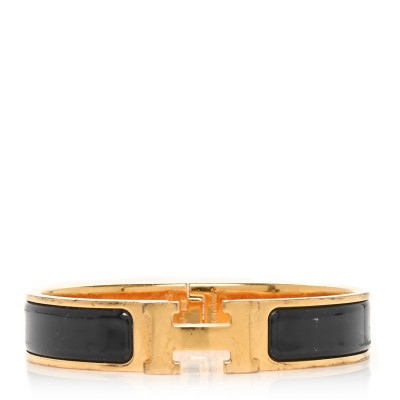 Enamel Narrow Clic Clac H Bracelet GM Black