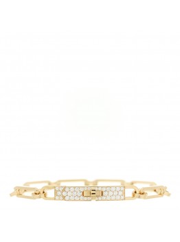 18K Yellow Gold Diamond Pave PM Kelly Chaine Bracelet SH