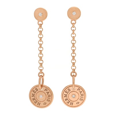 18K Rose Gold Diamond Gambade Clou de Selle Earrings