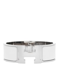 Enamel Wide Clic Clac H Bracelet GM White