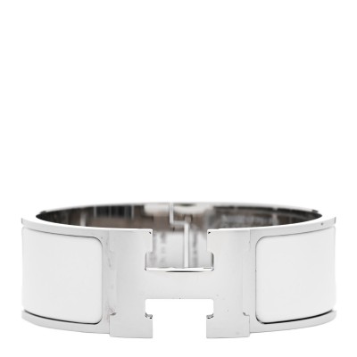 Enamel Wide Clic Clac H Bracelet GM White