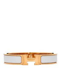 Enamel Narrow Clic Clac H Bracelet GM White