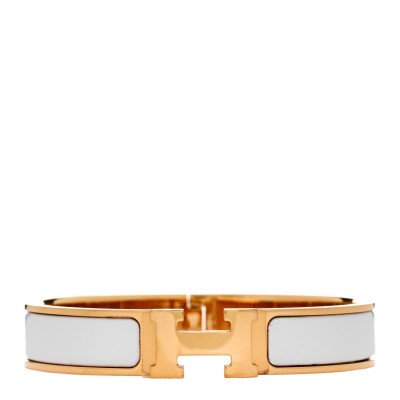Enamel Narrow Clic Clac H Bracelet GM White