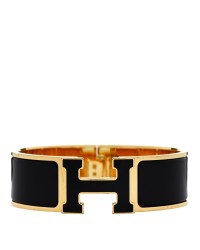 Enamel Wide Clic Clac H Bracelet GM Black