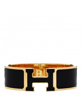 Enamel Wide Clic Clac H Bracelet GM Black