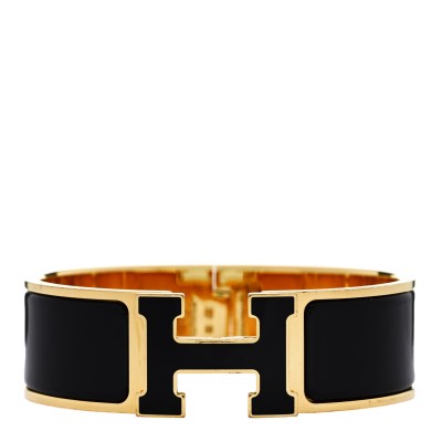 Enamel Wide Clic Clac H Bracelet GM Black