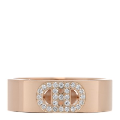 18K Rose Gold Diamond PM H D'Ancre Ring 50 5.25