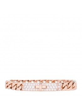 18K Rose Gold Diamond PM Kelly Gourmette Chaine Bracelet XS