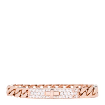 18K Rose Gold Diamond PM Kelly Gourmette Chaine Bracelet XS