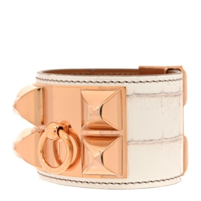 Matte Niloticus Crocodile Himalaya Collier De Chien CDC Bracelet T1 Blanc