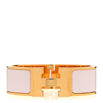 Enamel Wide Clic Clac H Bracelet GM White