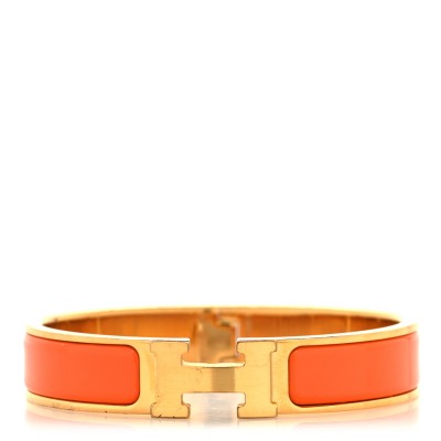 Enamel Narrow Clic Clac H Bracelet GM Orange