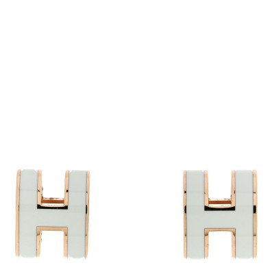 Rose Gold Lacquered Mini Pop H Earrings Vert Fizz