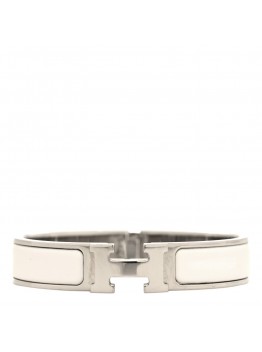 Enamel Narrow Clic Clac H Bracelet PM White