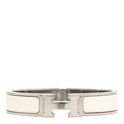 Enamel Narrow Clic Clac H Bracelet PM White