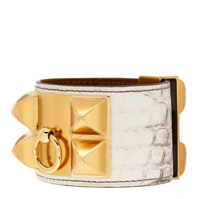 Matte Niloticus Crocodile Himalaya Collier De Chien CDC Bracelet T1 Blanc